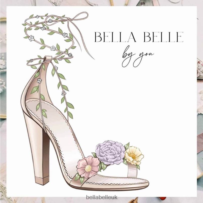 Bella Belle EDEN Blush Block Heels with 3D Flowers 26802119