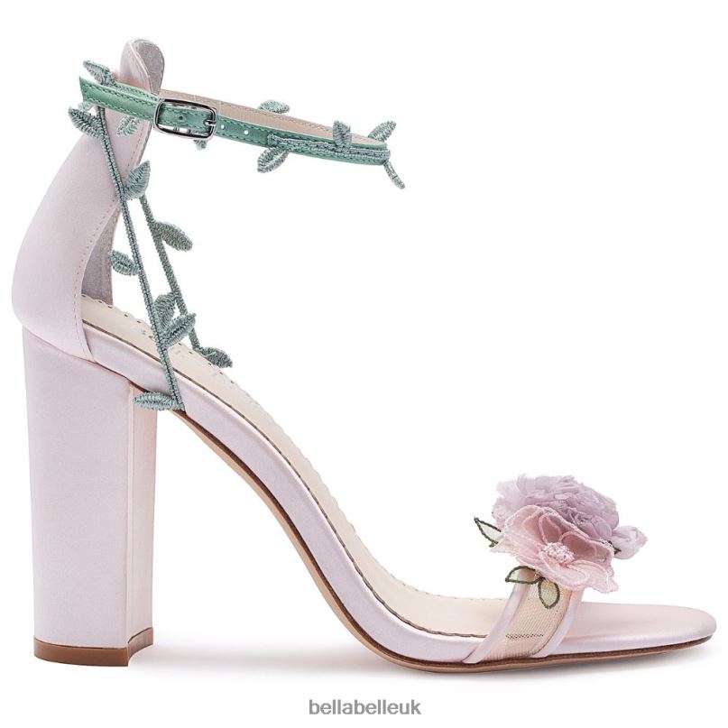 Bella Belle EDEN Blush Block Heels with 3D Flowers 26802119