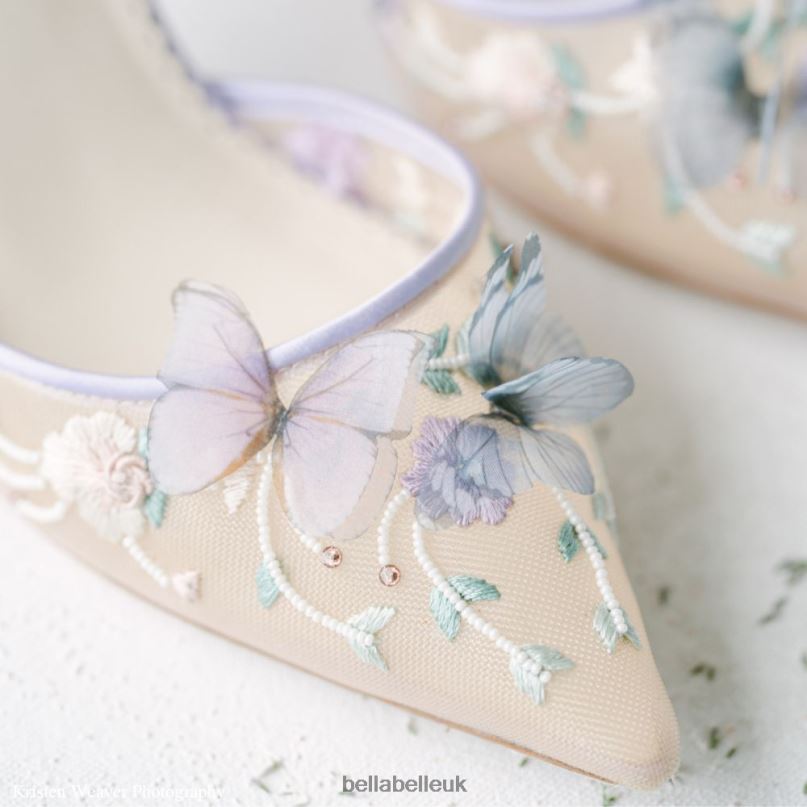 Bella Belle ELIZA Lavender Butterfly Block Heels 26802120