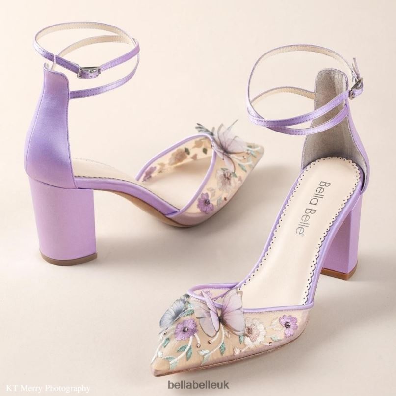Bella Belle ELIZA Lavender Butterfly Block Heels 26802120