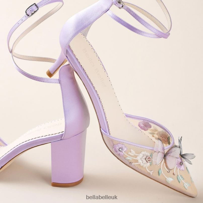 Bella Belle ELIZA Lavender Butterfly Block Heels 26802120