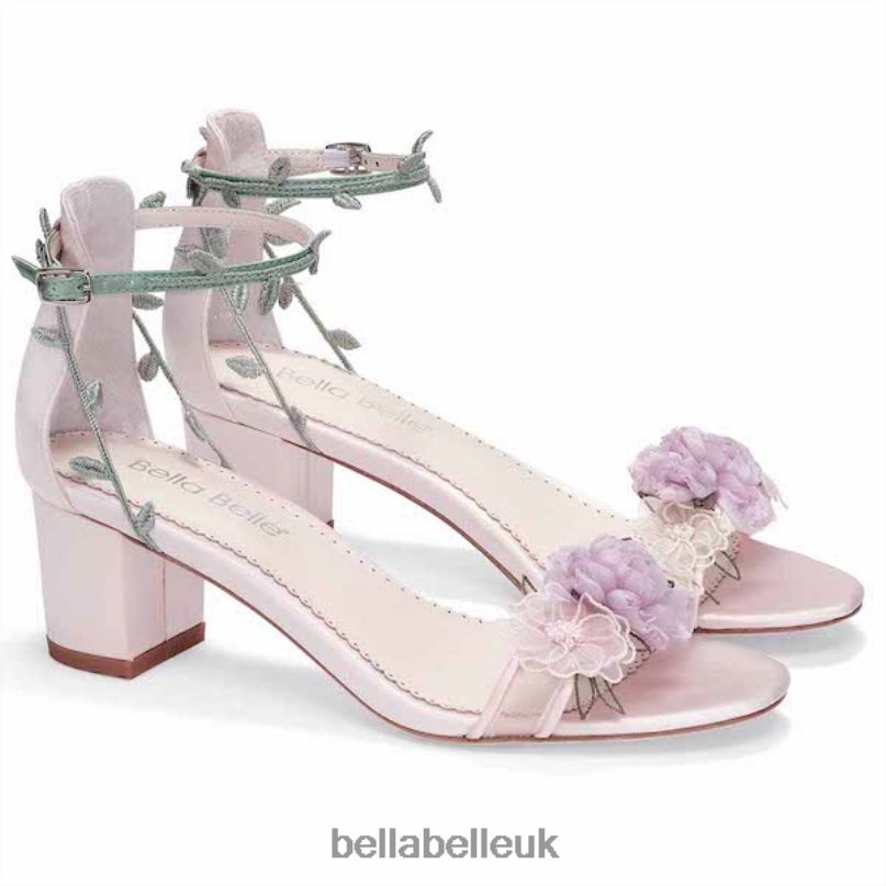 Bella Belle ELLA Block Garden Party Heels with Chiffon Flowers 26802117