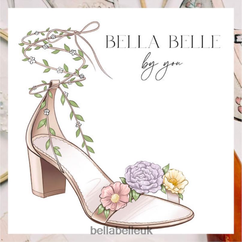 Bella Belle ELLA Block Garden Party Heels with Chiffon Flowers 26802117