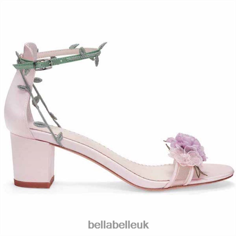 Bella Belle ELLA Block Garden Party Heels with Chiffon Flowers 26802117