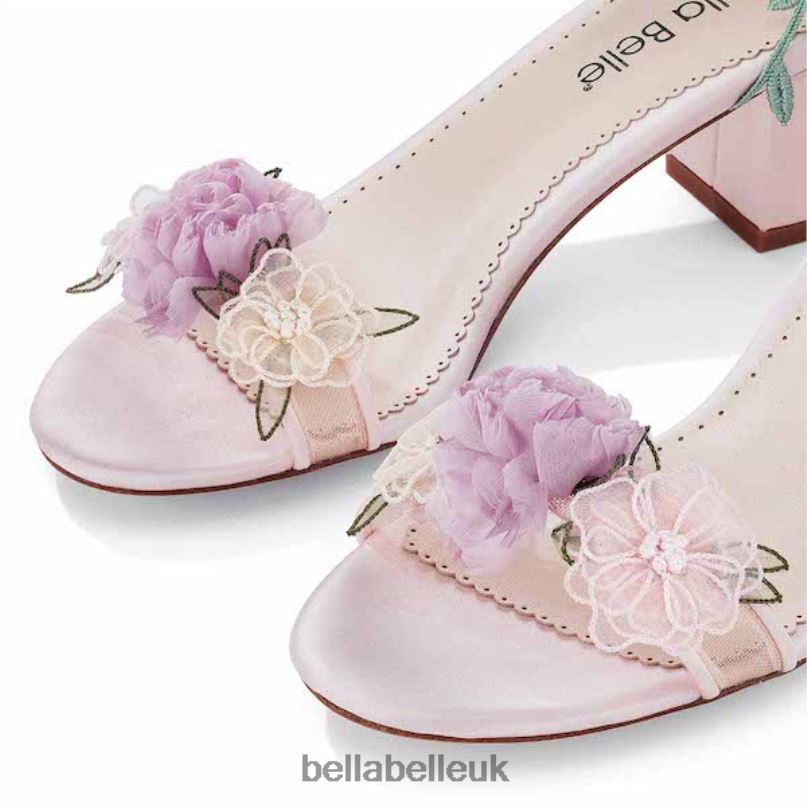 Bella Belle ELLA Block Garden Party Heels with Chiffon Flowers 26802117
