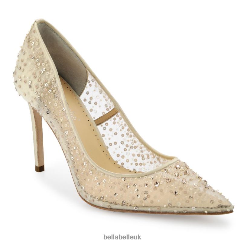 Bella Belle ELSA NUDE Crystal Embellished Sequin Nude Sparkly Heels 26802131