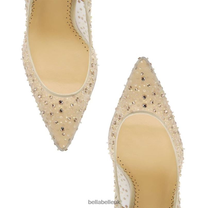 Bella Belle ELSA NUDE Crystal Embellished Sequin Nude Sparkly Heels 26802131
