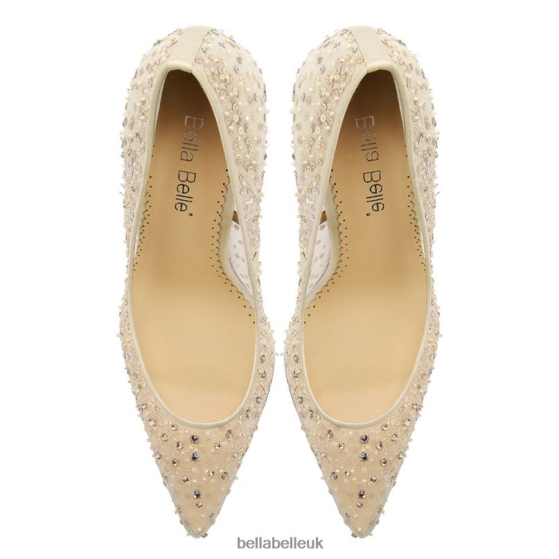 Bella Belle ELSA NUDE Crystal Embellished Sequin Nude Sparkly Heels 26802131