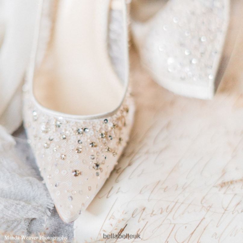 Bella Belle ELSA NUDE Crystal Embellished Sequin Nude Sparkly Heels 26802131