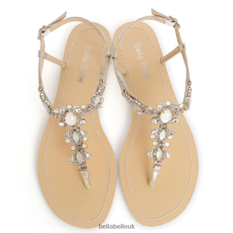 Bella Belle LUNA Gold Jeweled Dressy Flat Sandals for Wedding 26802130