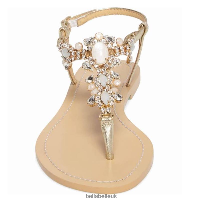 Bella Belle LUNA Gold Jeweled Dressy Flat Sandals for Wedding 26802130
