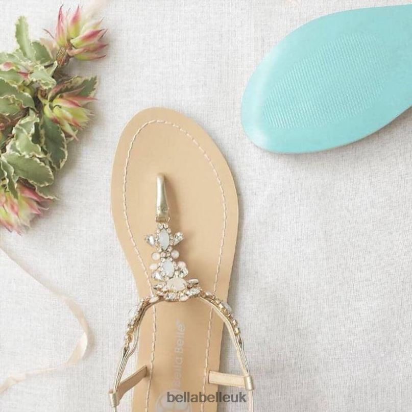 Bella Belle LUNA Gold Jeweled Dressy Flat Sandals for Wedding 26802130