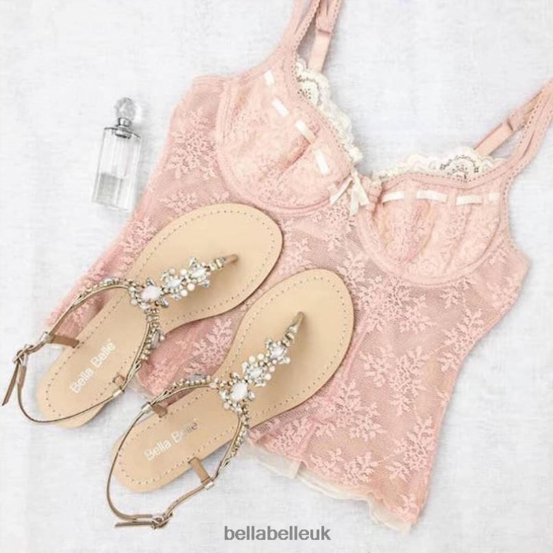 Bella Belle LUNA Gold Jeweled Dressy Flat Sandals for Wedding 26802130