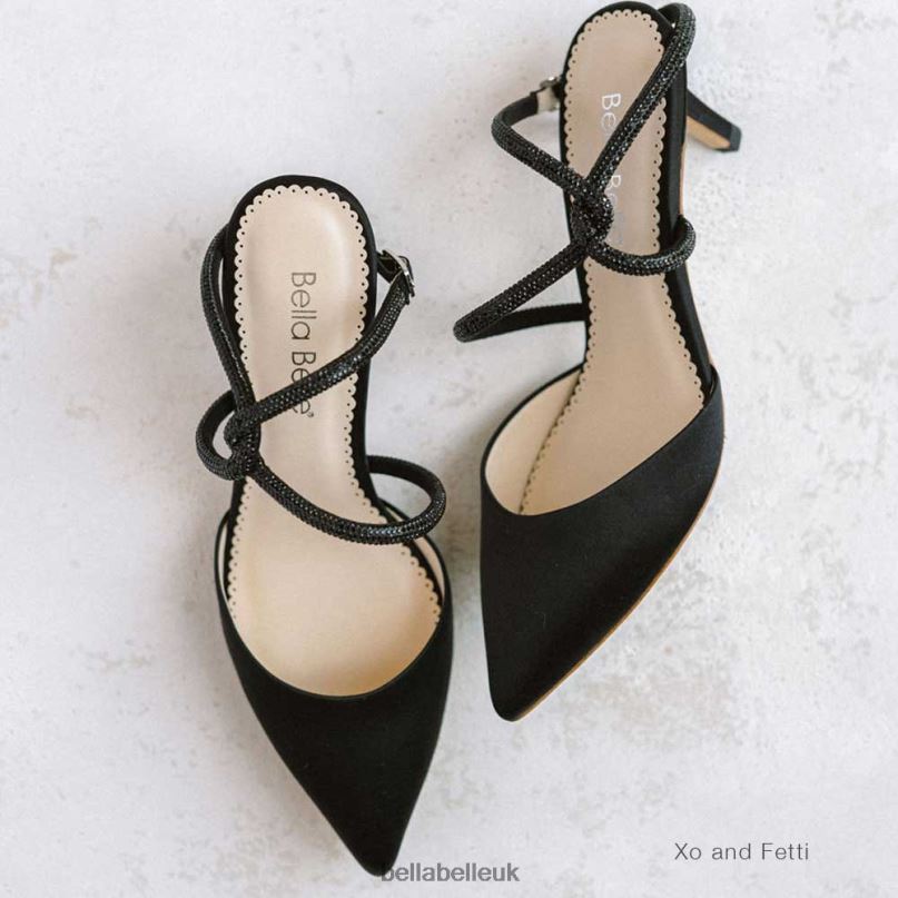 Bella Belle SCARLETT Crystal Black Strappy Kitten Heels 26802134