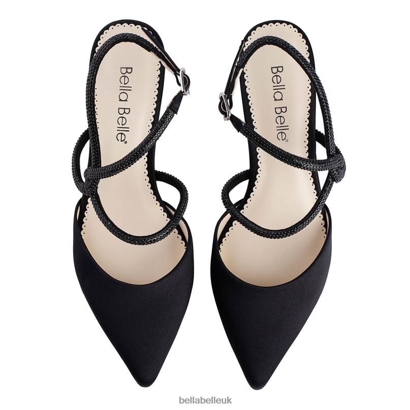 Bella Belle SCARLETT Crystal Black Strappy Kitten Heels 26802134