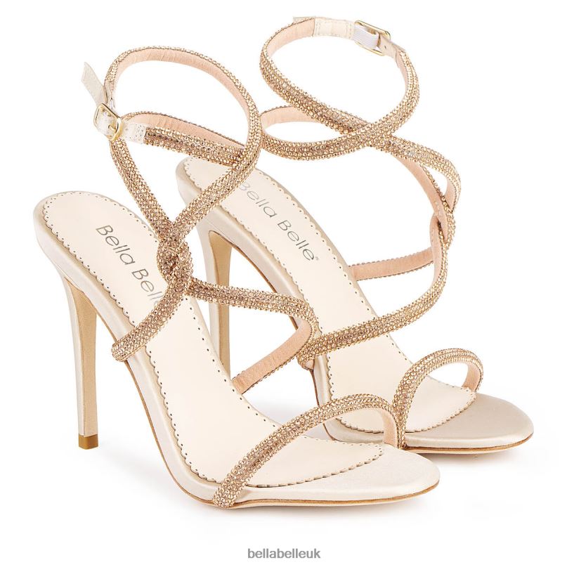 Bella Belle TEAGAN Crystal Rope Strappy Gold Heels 26802133