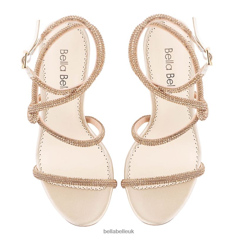 Bella Belle TEAGAN Crystal Rope Strappy Gold Heels 26802133