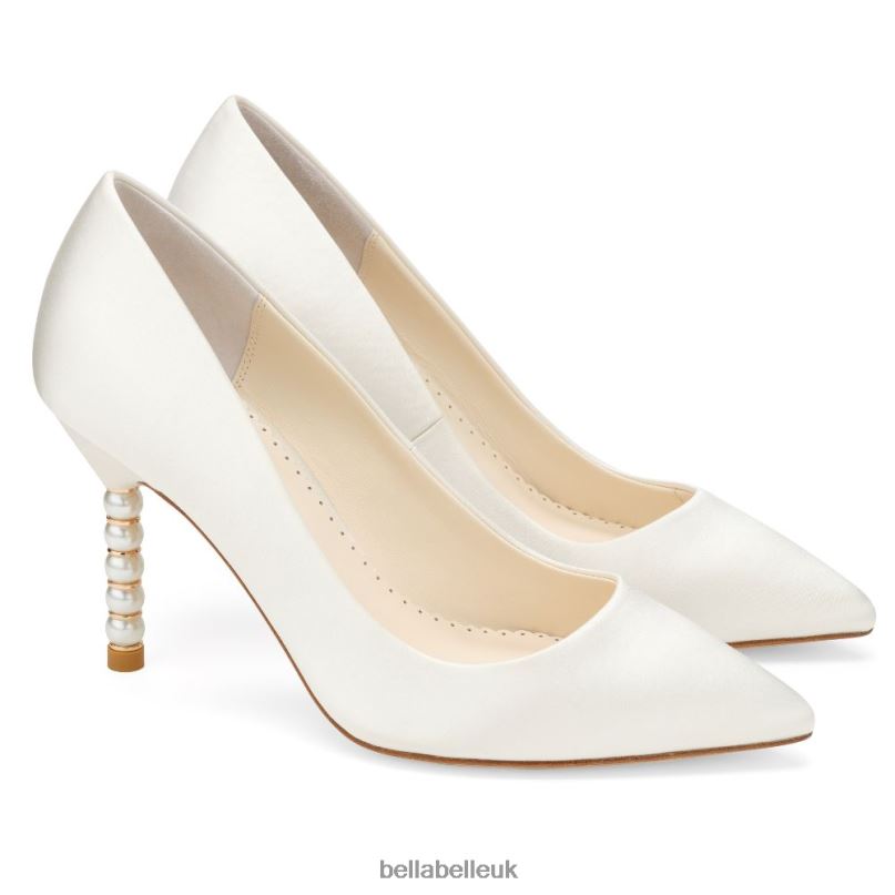 Bella Belle AUDREY IVORY Ivory Pumps with Gold Ring & Pearl Heels 2680276