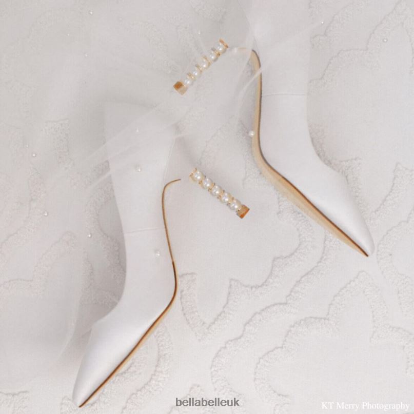 Bella Belle AUDREY IVORY Ivory Pumps with Gold Ring & Pearl Heels 2680276