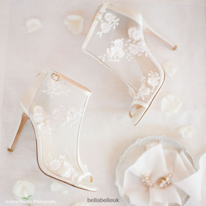 Bella Belle BELLE BY JOY PROCTOR Wedding Booties Flower Embroidered Boots 2680265