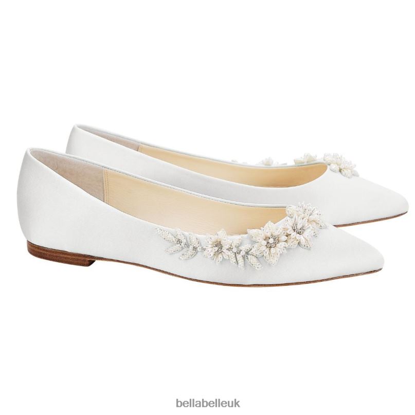 Bella Belle DAISY IVORY 3D Floral Pearl Ivory Wedding Flats 2680283