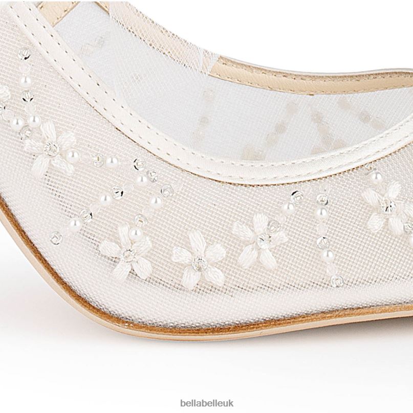 Bella Belle ELOISE Ivory Mule Tulle Bow Heels 26802110