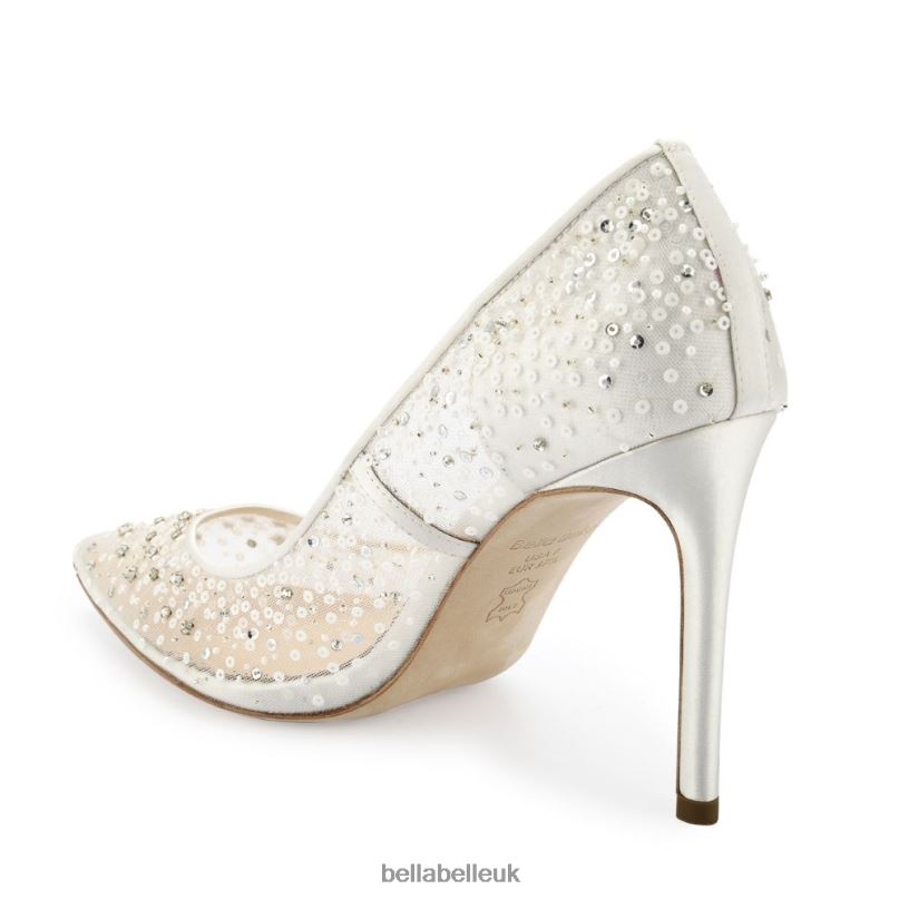 Bella Belle ELSA IVORY Illusion Mesh Ivory Sequin Heels 2680242