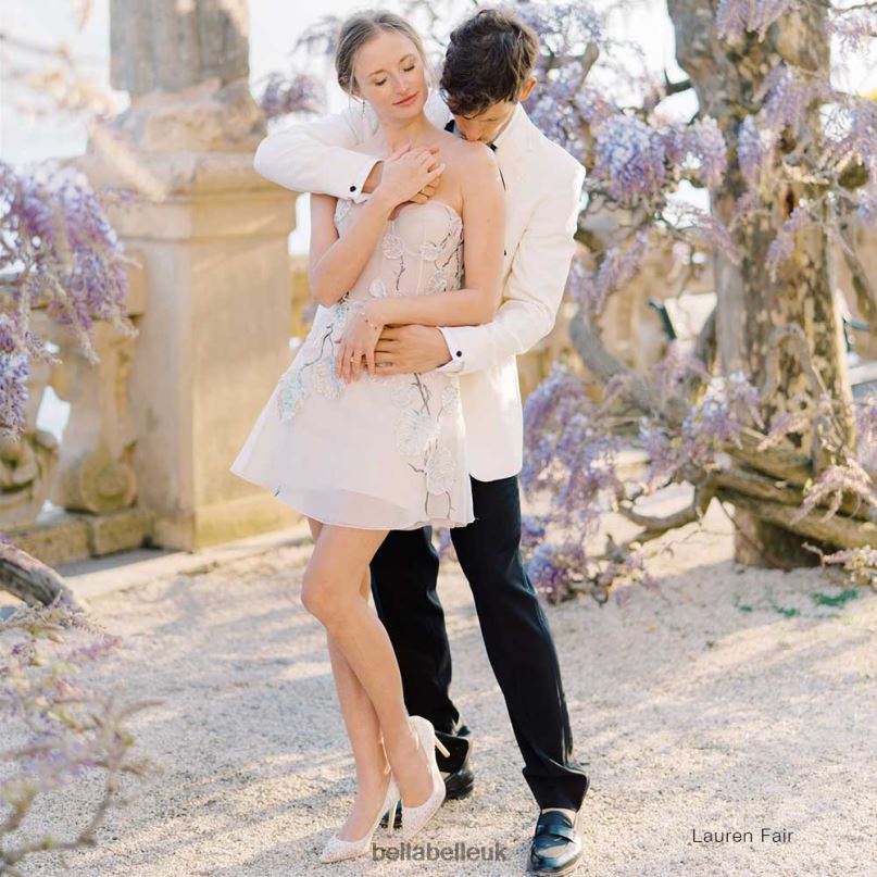 Bella Belle ELSA IVORY Illusion Mesh Ivory Sequin Heels 2680242