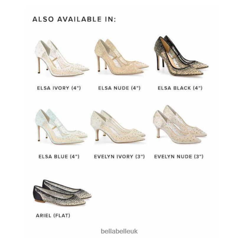 Bella Belle ELSA IVORY Illusion Mesh Ivory Sequin Heels 2680242