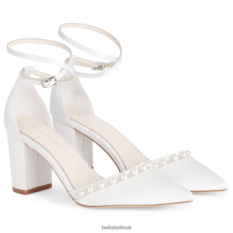 Bella Belle EMERY Double Ankle Strap Pearl Block Heel Wedding Shoes 2680267