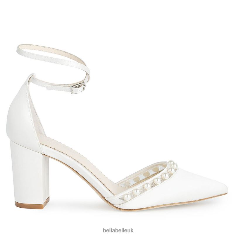 Bella Belle EMERY Double Ankle Strap Pearl Block Heel Wedding Shoes 2680267