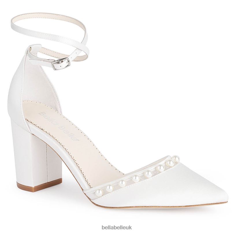 Bella Belle EMERY Double Ankle Strap Pearl Block Heel Wedding Shoes 2680267