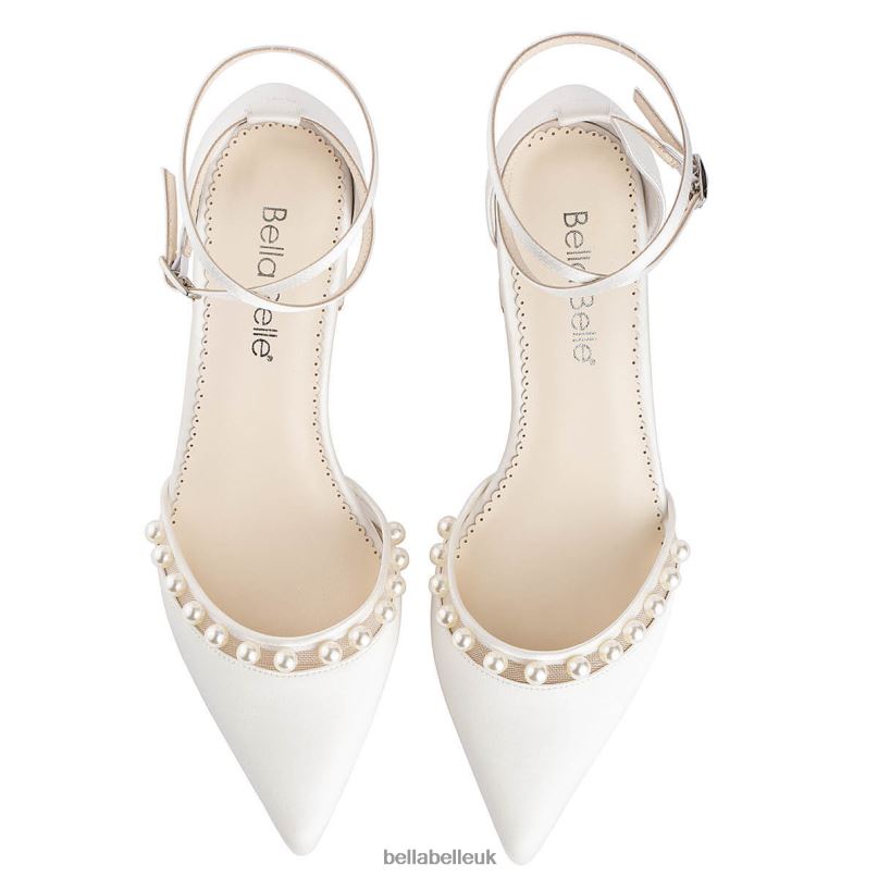 Bella Belle EMERY Double Ankle Strap Pearl Block Heel Wedding Shoes 2680267