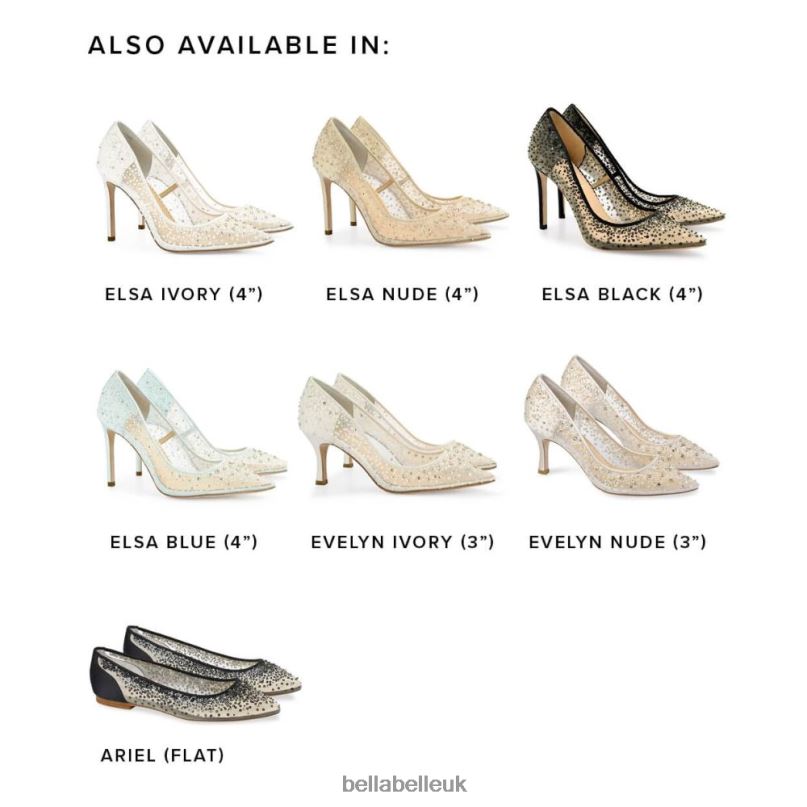 Bella Belle EVELYN IVORY Crystal & Sequin Illusion Mesh Sparkly Kitten Heels 2680241