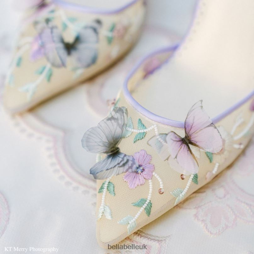 Bella Belle EVE Lavender Butterfly Heels, Garden Party Shoes 26802139