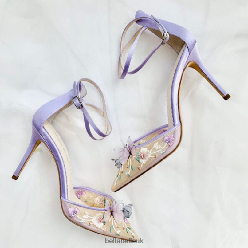 Bella Belle EVE Lavender Butterfly Heels, Garden Party Shoes 26802139
