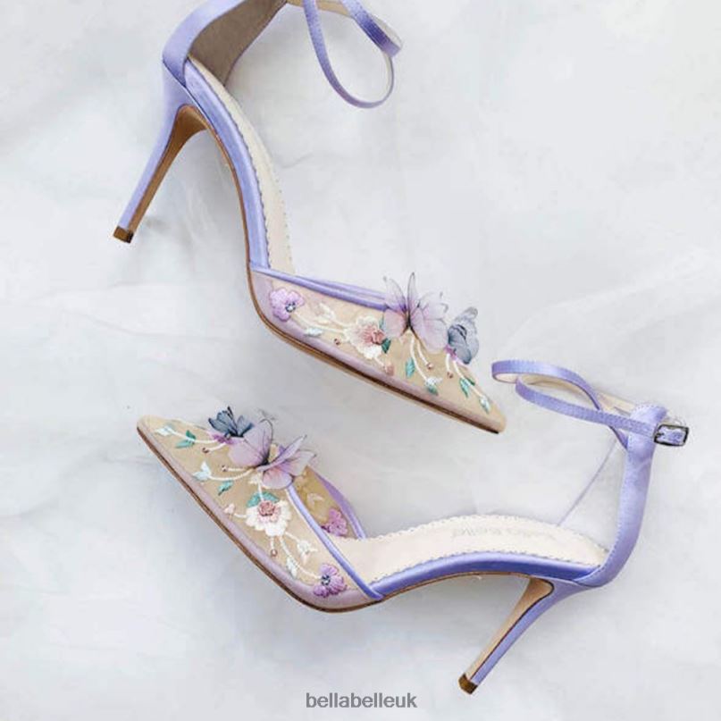 Bella Belle EVE Lavender Butterfly Heels, Garden Party Shoes 26802139