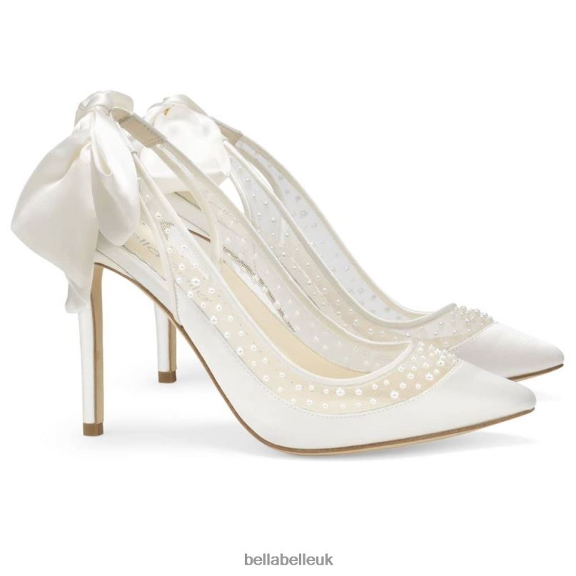 Bella Belle GABRIELLE Pearl Slingback Wedding Shoes with Silk Heel Bow 2680262