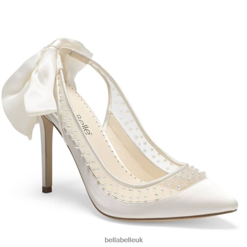 Bella Belle GABRIELLE Pearl Slingback Wedding Shoes with Silk Heel Bow 2680262