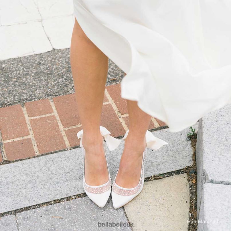 Bella Belle GABRIELLE Pearl Slingback Wedding Shoes with Silk Heel Bow 2680262