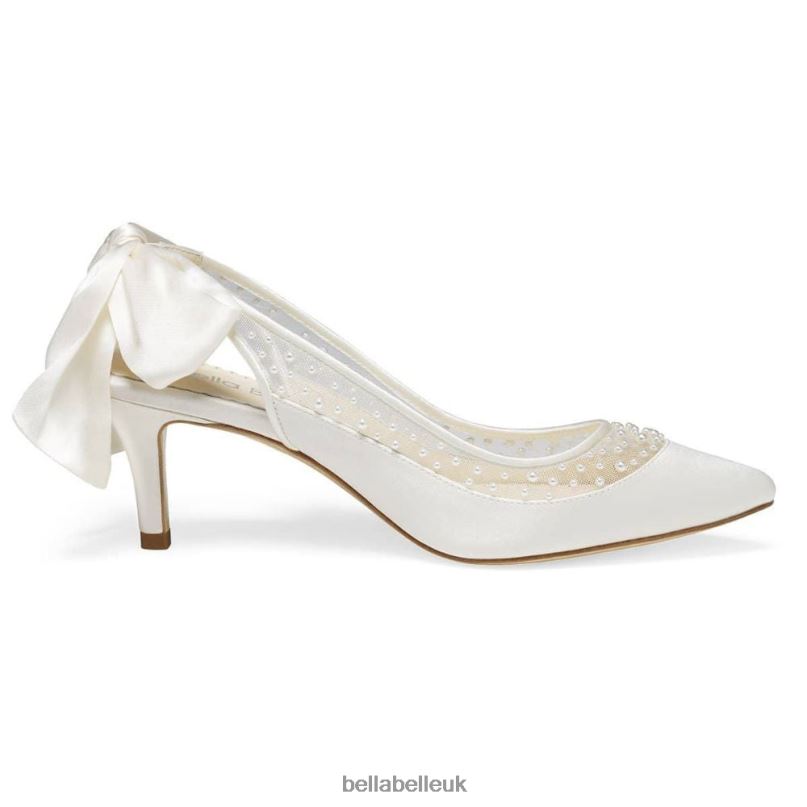 Bella Belle GEORGIA Slingback Pearl Kitten Heels with Scattered Pearls 2680257