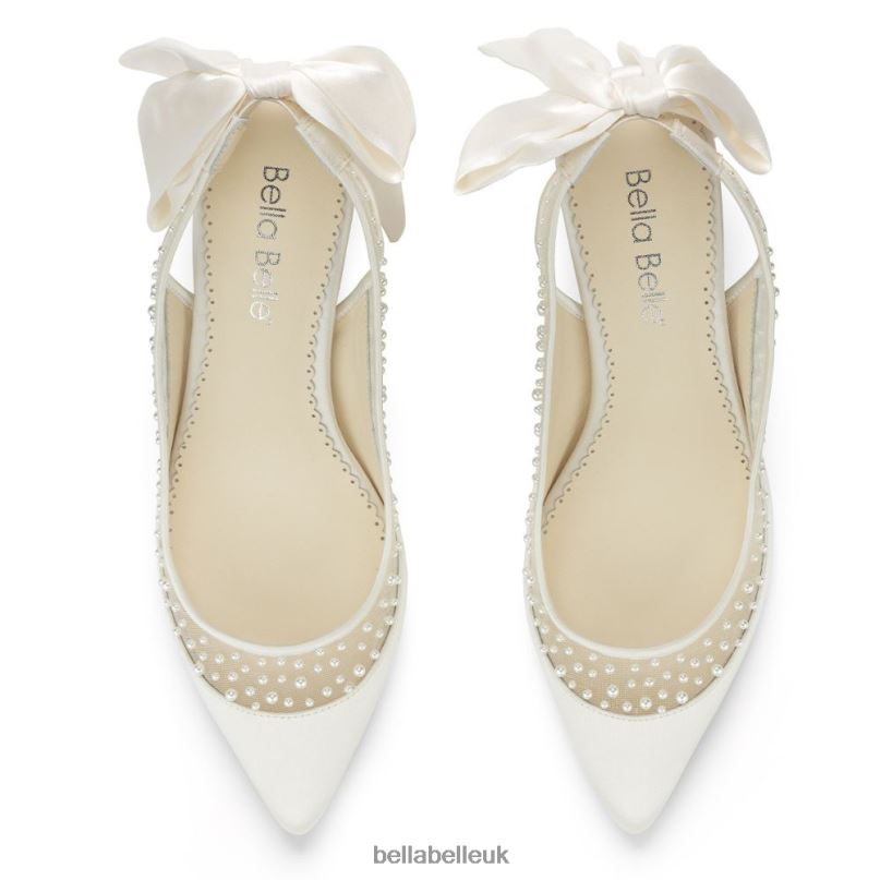 Bella Belle GEORGIA Slingback Pearl Kitten Heels with Scattered Pearls 2680257
