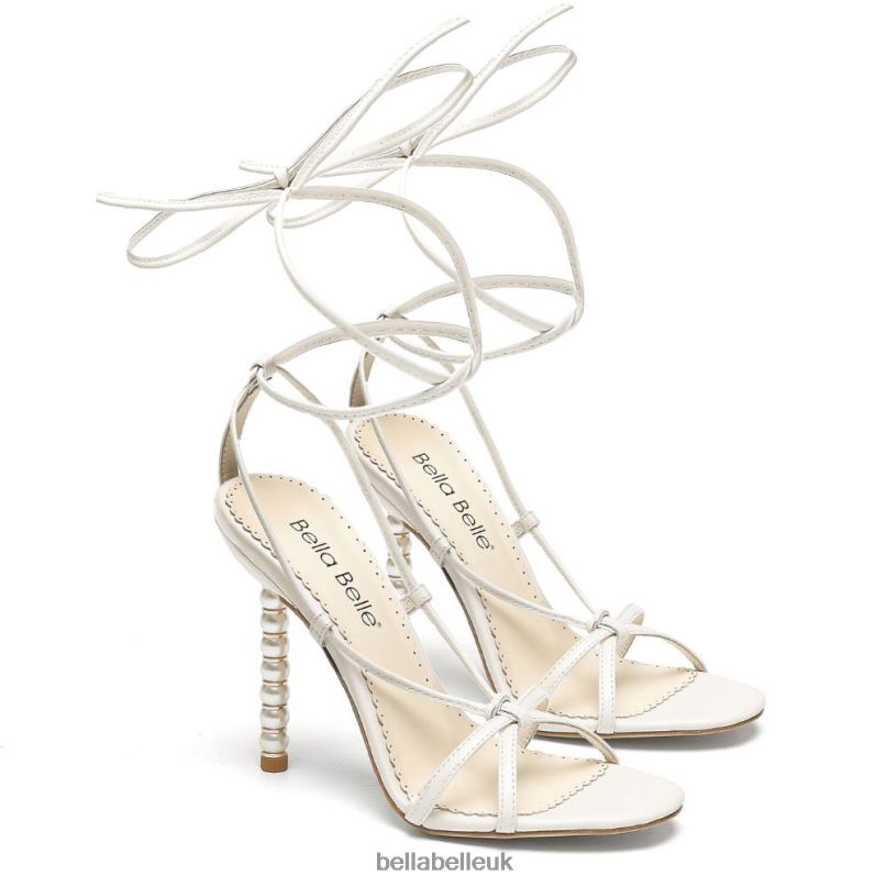 Bella Belle GIADA White Tie Up Pearl Heel Shoes 26802100