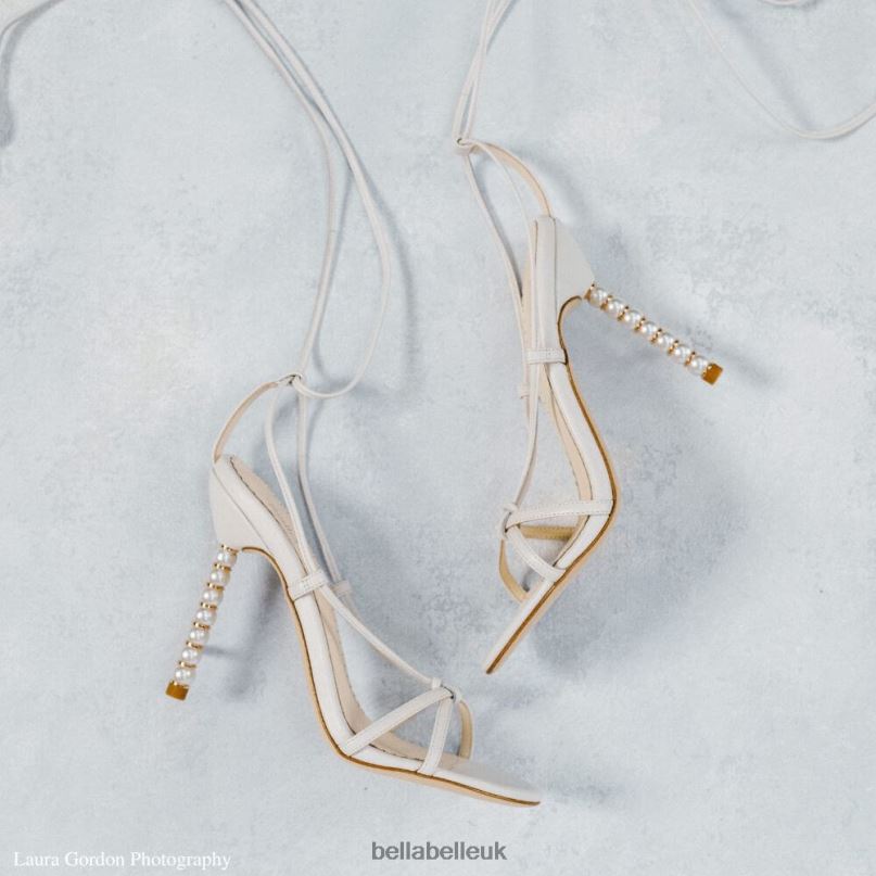 Bella Belle GIADA White Tie Up Pearl Heel Shoes 26802100
