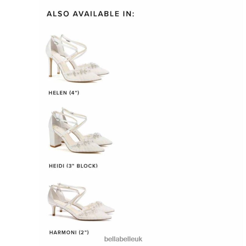 Bella Belle HARMONI Kitten Heel Crystal Trim Flower Organza Wedding Shoes 2680297
