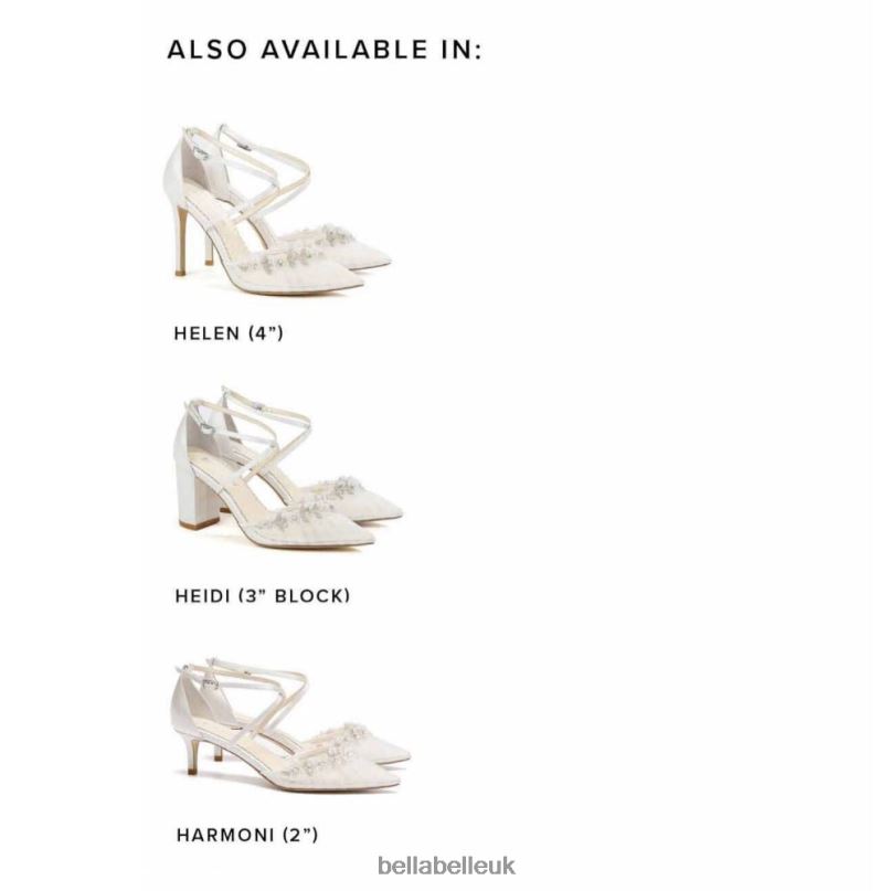 Bella Belle HEIDI Pleated Tulle Floral Trim Block Wedding Heels 2680288