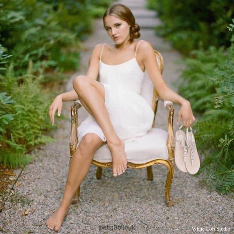 Bella Belle HERA Jewels and Pearl, White Leather Dressy Flat Sandals 2680252