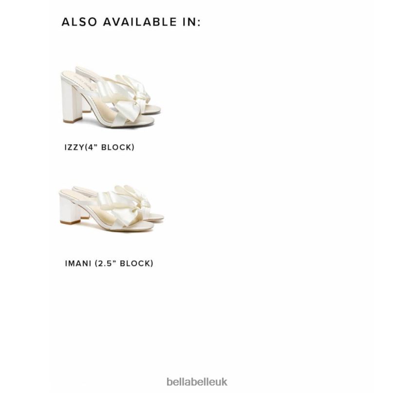 Bella Belle IMANI Ivory Low Block Heel Mules with Asymmetric Bows 2680290