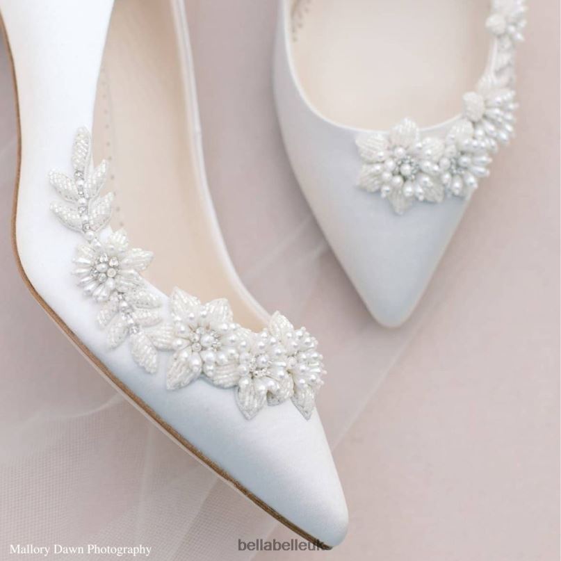 Bella Belle IRIS IVORY 3D Floral Ivory Kitten Heels with Pearls 2680245