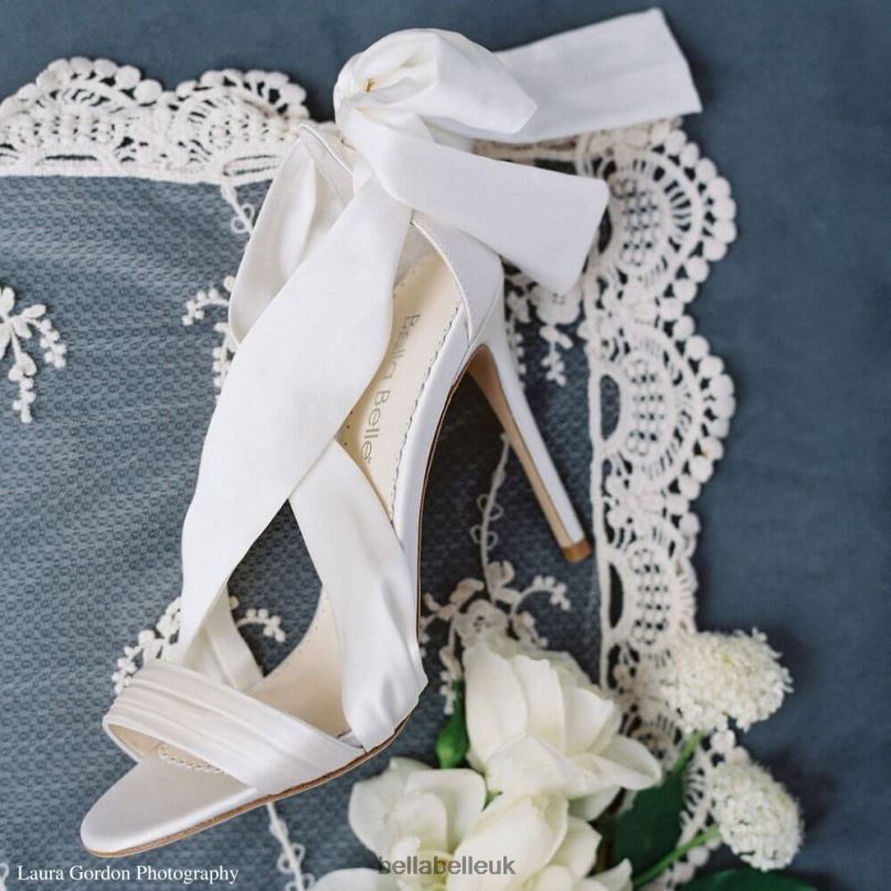 Bella Belle KATE Ivory Silk Ribbon Wedding Shoes with Bow 2680254